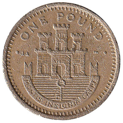 1 Gibraltar Pound coin obverse accepted for exchange