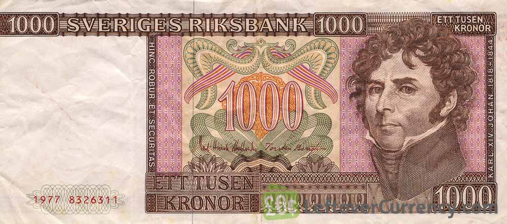 1000 Swedish Kronor banknote - King Carl XIV obverse accepted for exchange