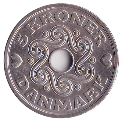 5 Danish kroner coin obverse accepted for exchange