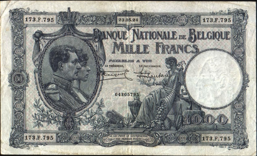 1000 Belgian Francs banknote - Série Nationale