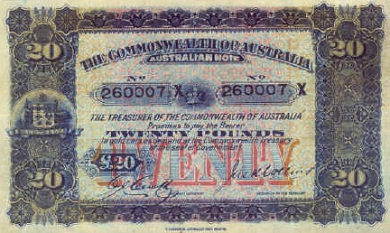 20 Australian Pounds banknote - lumberjacks