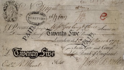 25 British Pounds banknote - white note