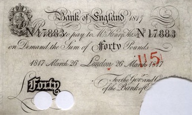 40 British Pounds banknote - white note