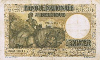 50 Belgian Francs banknote - type Anto-Carte