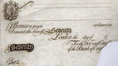 70 British Pounds banknote - white note