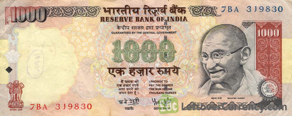 1000 Indian Rupees banknote (Gandhi)