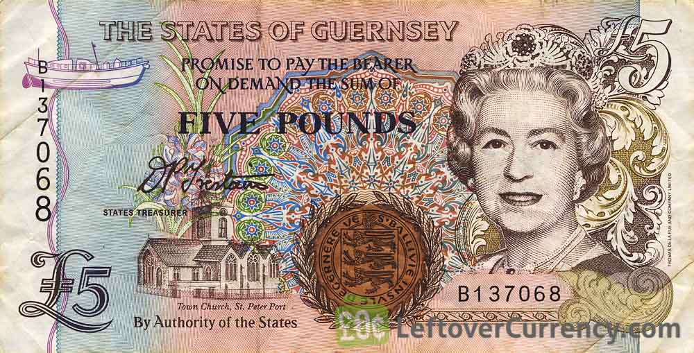 5 Guernsey Pounds banknote (St. Peter Port Town Church)