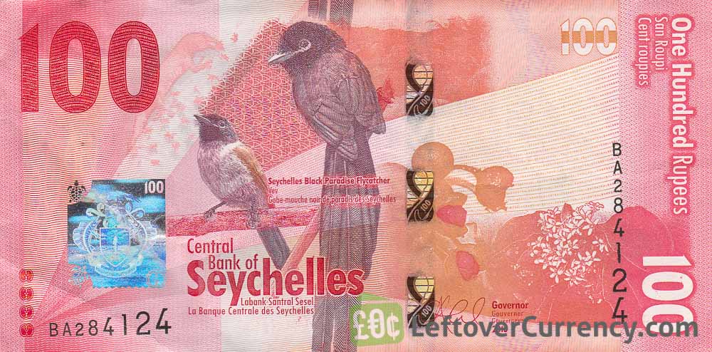 100 Seychelles Rupees banknote obverse accepted for exchange