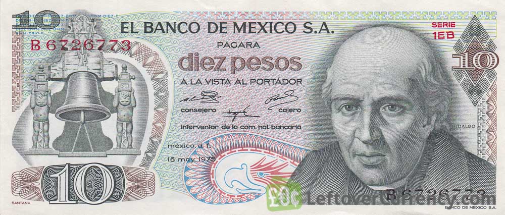 10 old Mexican Pesos banknote (Miguel Hidalgo)