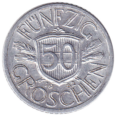 50 Groschen coin Austria (aluminium)